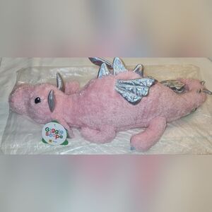 GiggleScape 20 Inch Pink Plush Dragon with Silver Accents NWT